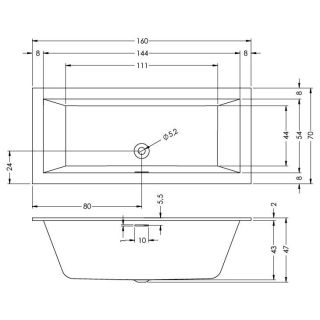 Акриловая ванна Riho Rethink Cubic Plug and Play B104012005 L 160х70см белый